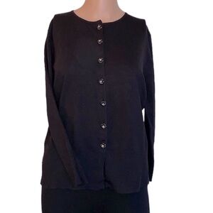 Valerie Stevens button sweater silk black like new woman’s size large